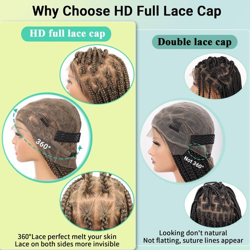 Fecihor 360° HD Full Lace Knotless Braided Wigs for Women Box Braid Wig with Baby Hair Premium Synthetic Light Brown Braided Lace Front Wigs 36 Inch