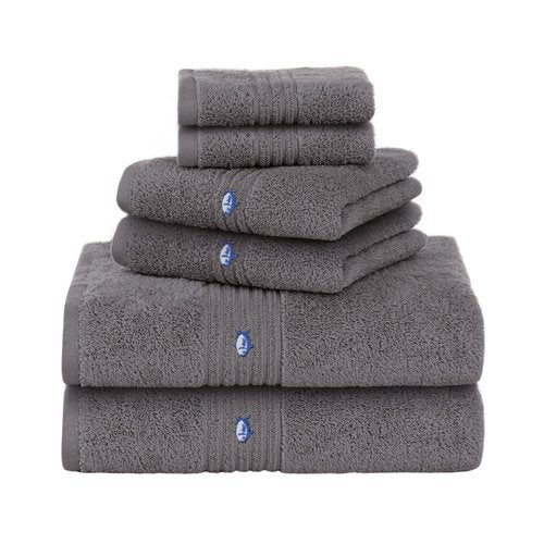Southern Tide Oversized Bath Towel – 33" x 65" – Plush, Absorbent Cotton Blend with Intelliweave™ – Low Lint, Fade Resistant, Embroidered Skipjack Logo – Soft Coastal Comfort – Grey