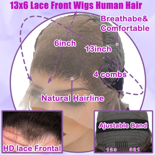 Fusenp 13x6 Hd Body Wave Lace Front Wigs Human Hair Pre Plucked Chocolate Brown Lace Front Wig Human Hair 210% Density Glueless Lace Frontal Wigs Brown Wigs for Women (20 Inch)