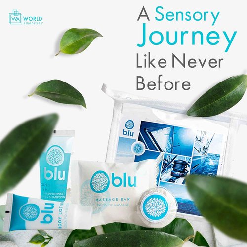 World Amenities Blu Bathroom Travel Kit - On The Go Luxury Kit Hotel Quality - Travel Essentials for Women and Men