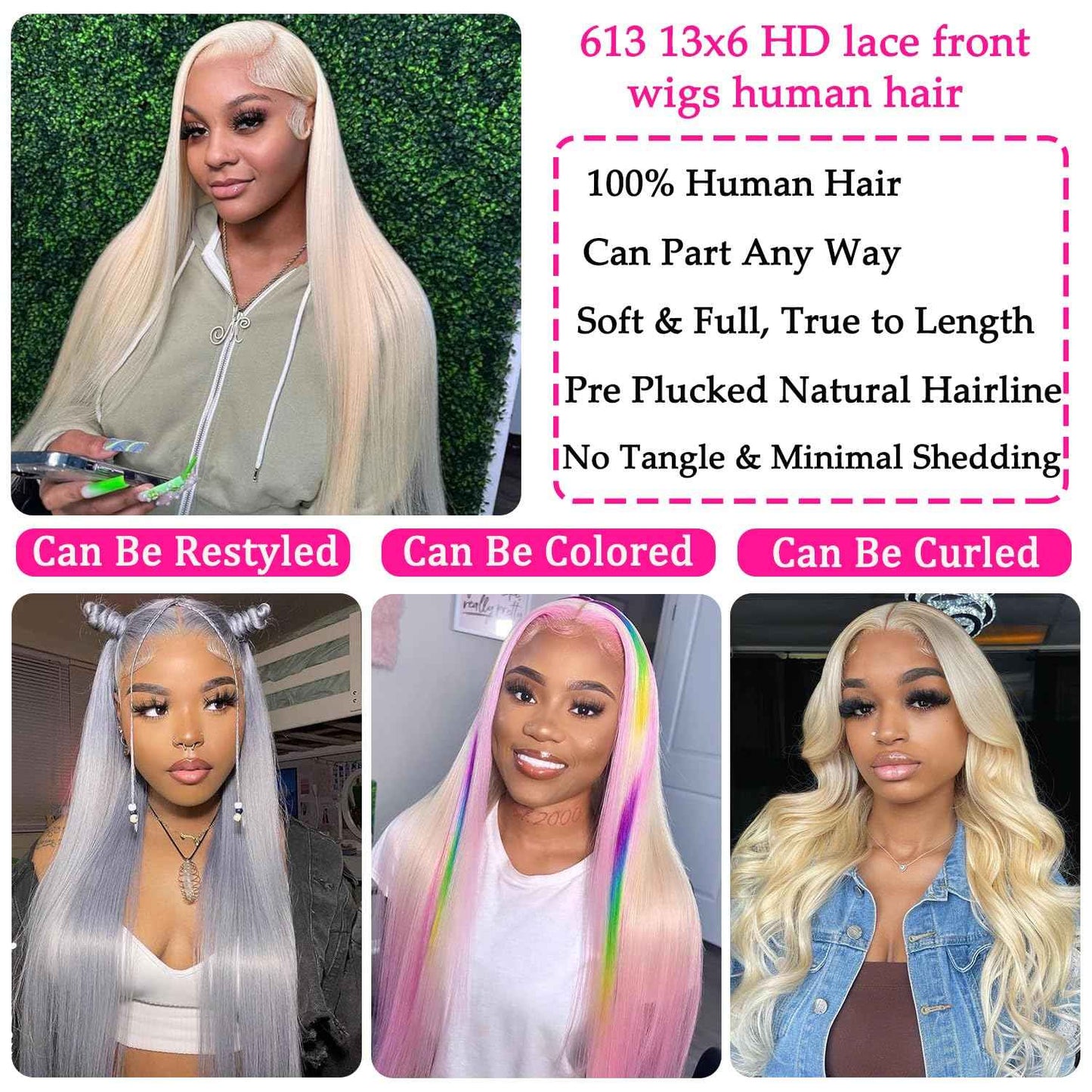 NICILK 30 Inch 613 13x6 Lace Front Wig Human Hair Straight Blonde Wig Human Hair 613 HD Transparent Lace Frontal Wigs Human Hair Pre Plucked with Baby Hair 200 Density Blonde Human Hair Wigs for Women
