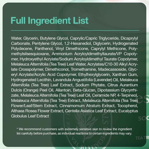 ESSENHERB Tea Tree Soothing In Calming Cream | Tea Tree Moisturizer | Calming Cream for Dry, Sensitive, All Skin Types, Korean Skincare (2.70oz * 3 Pack)
