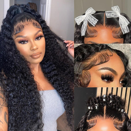 24 Inch Glueless Wigs Human Hair Pre Plucked Pre Cut 5x5 HD Lace Closure Wigs Human Hair Closure Wigs Human Hair 180% Density Deep Wave Lace Front Wigs Human Hair Natural Color