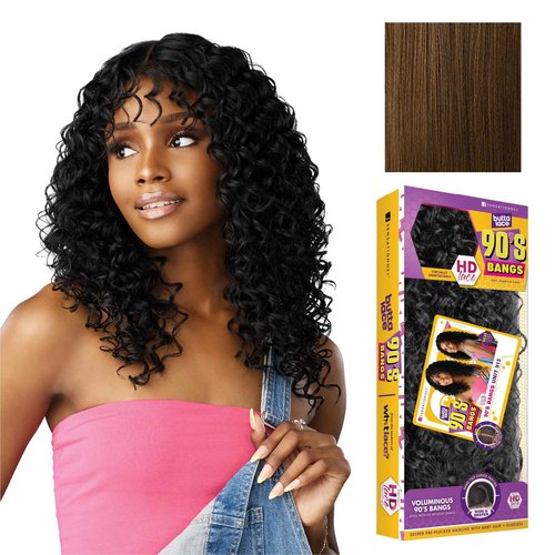 Sensationnel Butta Lace 90Sbangs Wigs - Unit 915 Glueless Wide Deep Part Synthetic Preplucked Hairline (MOCHABROWN)