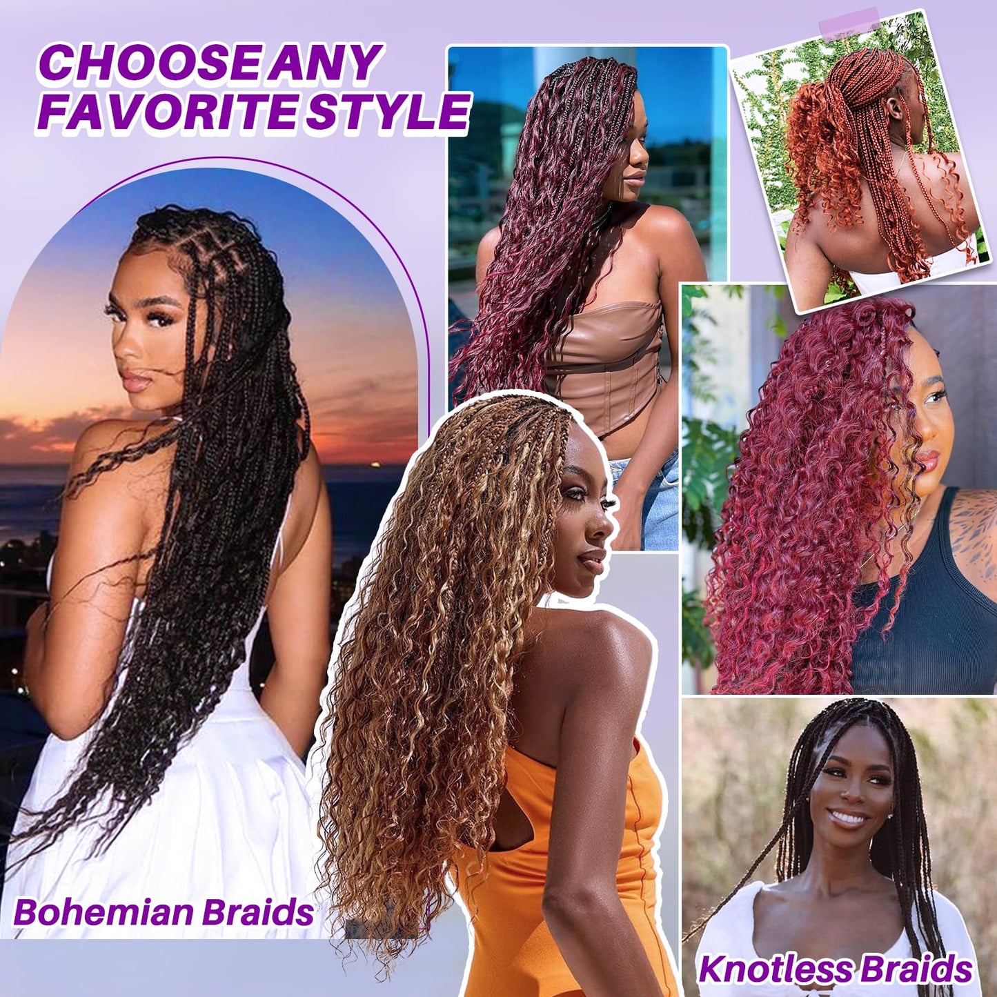 Human Braiding Hair for Boho Braids, Deep Wave Bulk Boho Braids Human Hair for Knotless Curly Bohemian Water Wave Braiding 110g 24 Inch Chocolate Brown (3 No Weft Bundles/Pack)