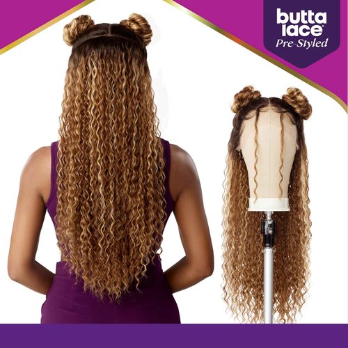 Sensationnel Butta Lace Prestyled Wigs - Unit 1 Glueless Hand Tied Deep Lace Part Synthetic Preplucked Hairline (2 DARKBROWN)