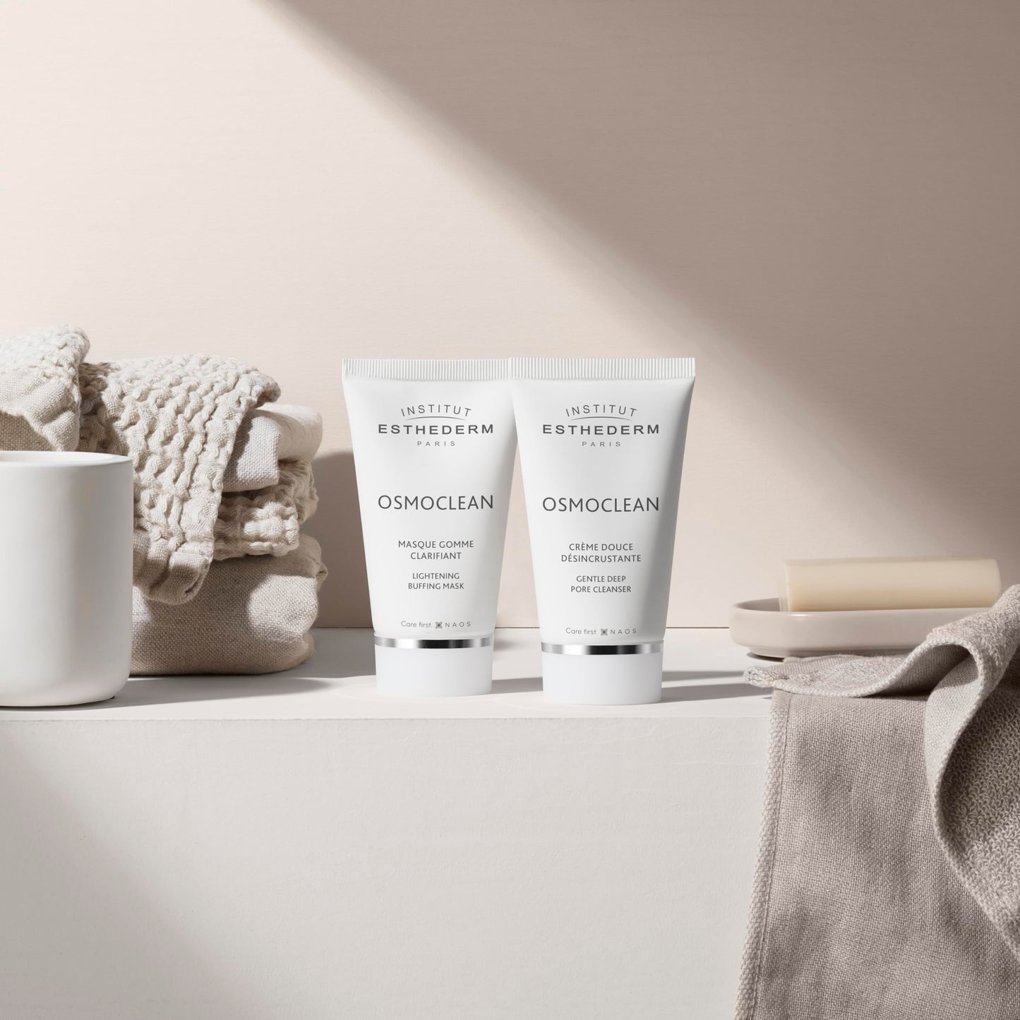 Institut Esthederm - Double Deep Cleansing Routine - Gentle Deep Pore Cleanser 75 mL, Lightening Buffing Mask 75 mL, Cellular Water Cream 10 mL - Deeply Cleanse & Gently Exfoliate