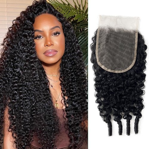 Hd Closure 5x5 Burmese Curly 22 Inch 5x5 Transparent Lace Closure 12A Virgin Remy Human Hair Closure Pre Plucked With Baby Hair Natural Black