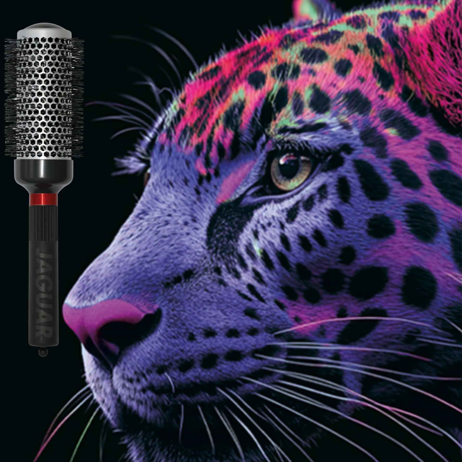 Jaguar T350 Thermal Round Hair Brush 43mm – Boar & Nylon Bristle Blow-Dry Brush for Volume, Smoothness & Curl – Heat-Retaining Barrel for Fast Styling – Professional Hair Brush for Medium to Long Hair