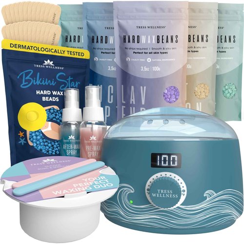 Tress Wellness Blue Warmer Kit with White Wax Metling Bowl and Bikini Wax