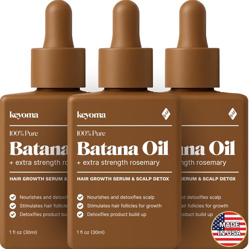 Keyoma Batana Oil for Hair Growth with Rosemary: Nourish & Detox Scalp for Thicker, Stronger, Longer Hair - 100% Organic Batana Oil from Honduras - Reduce Hair Loss (90 mL)