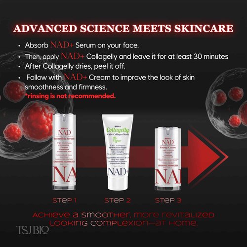 TSJ Bio NAD+ Energy Revitalizing Cream - Premium Daily Moisturizer with NAD+ 50,000PPM, Resveratrol & 9 Growth Factor Complex
