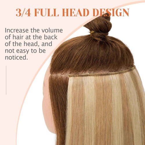 TESSHAIR 5 Clip One Piece Clip in Hair Extensions Real Human Hair 22 Inch Human Hair Clip in Extensions Dark Brown 3/4 Full Head Hair Extensions Clip ins Long Straight 100g