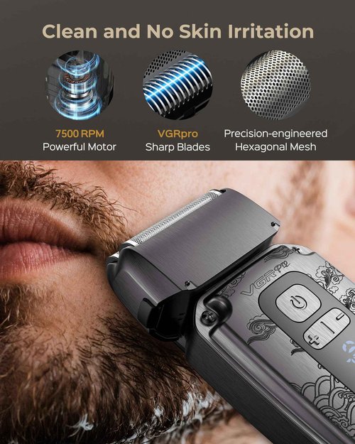 Vgrpro Hair Clippers & Trimmers Set for Men Professional, Waterproof Electric Razor Foil Shaver for Men Face Beard, Cordless for Hair Cutting, 4-Speed Setting, LED Battery Display, Barber or Home Use