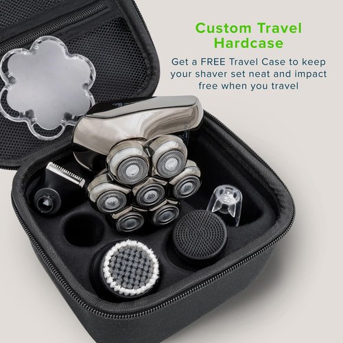 ScapeGear Premium Head Shavers for Bald Men Kit with Free Travel Case, Wet and Dry Shave No Mess Electric Razor for Men with PalmFlex 7D Smooth Electric Shavers