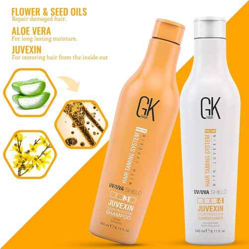 Global Keratin GK HAIR Shield Shampoo and Conditioner Duo (240ml/ 8.11 fl. oz) | Leave in Conditioner Spray (120ml/4 fl. oz)