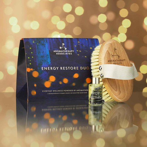 Aromatherapy Associates Energy Restore Duo, Revive Morning Bath & Shower Oil and Revive Body Brush. Made with Premium Essential Oils for Relaxation (2-Piece Set)