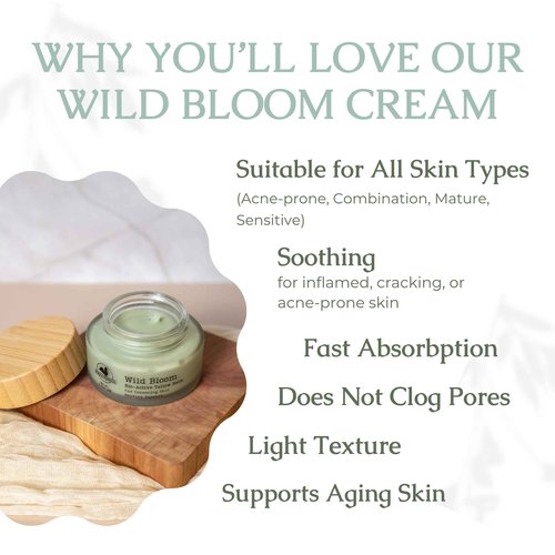 Hearth and Homestead: Handmade Wild Bloom Bio-Active Tallow Face Balm/Cream with Blue Tansy - Hydrate, Nourish, and Protect Skin - .7 oz