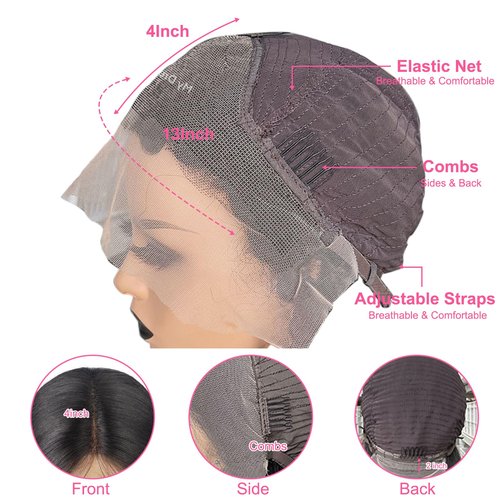 Lace Front Wigs Human Hair 13x4 Transparent Straight Lace Frontal Human Hair Wigs for Woman Pre Plucked with Baby Hair Natural Black Glueless Brazilian Virgin Human Hair Wig (20inch)