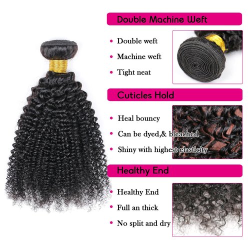 10A Brazilian Afro Curly Hair Bundles 2 Bundles 20 22 Inch Afro Curly Human Hair 100% Unprocessed Virgin Human Hair Curly Weave Hair Extensions for Women Natural Black Color