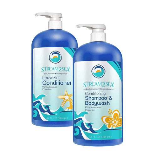 STREAM 2 SEA Leave-in Conditioning Shampoo and Body Wash - Natural, UV Absorbent, Sulfate-Free Hair and Body Cleanser, Detangles and Conditions