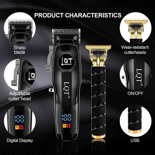 LQT Professional Hair Clippers for Men,Professional Barber Clippers and Trimmer Set,Mens Cordless Clipper, Electric Hair Cut Machines,Cordless Mens Grooming Kit for Face, Hair, Gifts