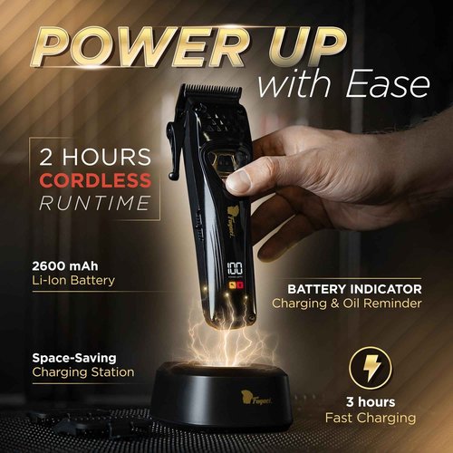 Fagaci Professional Hair Clippers for Men with DLC Blades and High Torque, Vector Motor 12000 RPM Professional Barber Clippers Cordless, Mens Hair Clipper Cordless Set