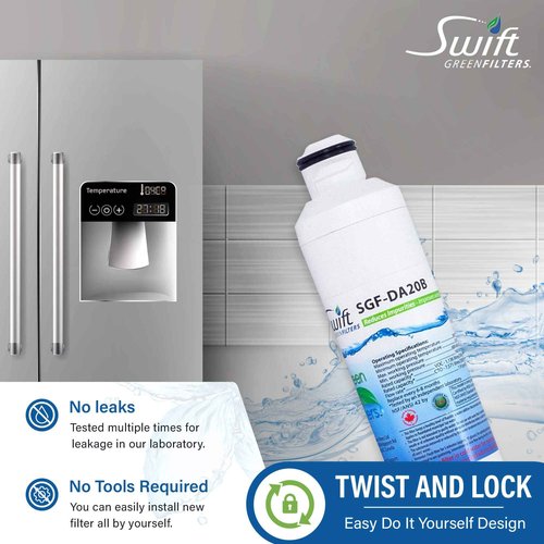 Swift Green Filters SGF-DA20B Compatible Refrigerator Water Filter for DA29-0020B,DA2900019A,DA97-08006A-B,Made in USA,Pack of 2, White