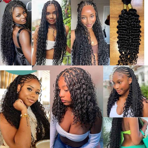 WENYU Human Braiding Hair 100g Deep Wave Bulk Human Hair for Braiding No Weft Bundle Brazilian Virgin Curly Human Hair Extensions for Boho Braids Curly Human Hair Braiding Hair (Deep Wave, 24 Inch)