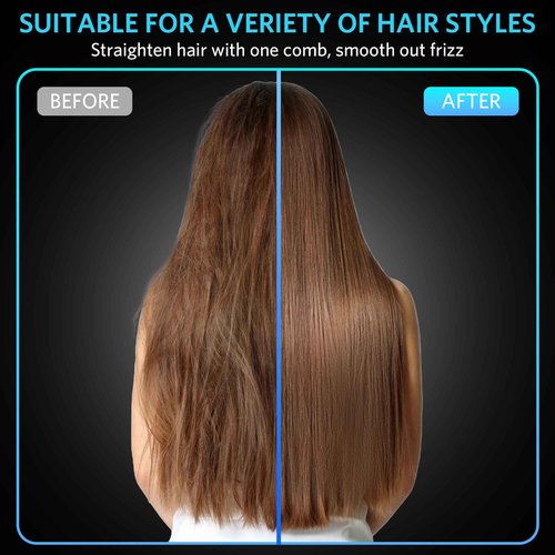 UPoetry Cordless Hair Straightener Brush – Portable Ionic Hot Comb with 65W Fast Charger, Mini Travel Hair Straightening Brush for Women, Lightweight for On-The-Go Styling (Black)