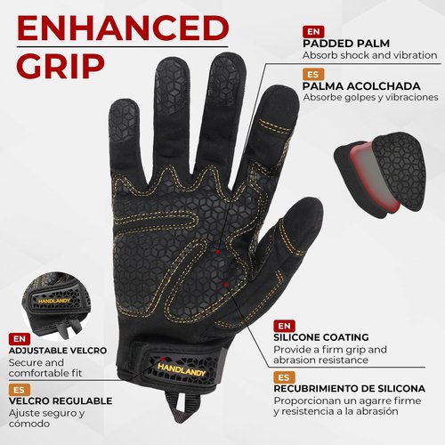 HANDLANDY Flexible Tactical Gloves for Men Women, Grip Motorcycle Airsoft Shooting Gloves, Utility Mechanics Outdoor Work Gloves