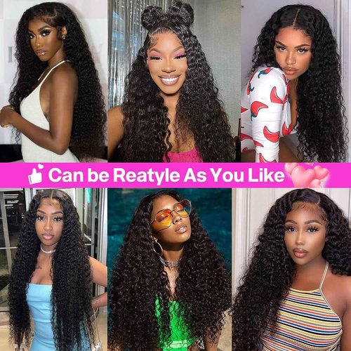 PXTPXT Deep Wave 360 Lace Front Wigs - Human Hair, Pre-Plucked with Baby Hair, Brazilian Virgin, 24 Inch