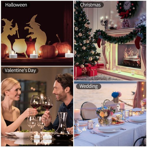 KOABY 12/24/50/100/200/400 Pack LED Tea Lights, Flickering Warm White Lights, Battery Operated