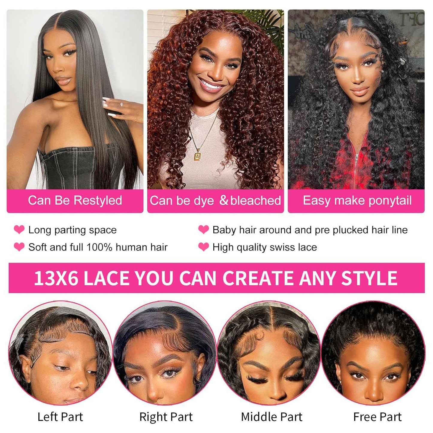 Kucmir 30 Inch Wigs Human Hair 13x6 Lace Front Wigs Human Hair Pre Plucked Deep Wave Lace Front Wigs Human Hair for Women Wigs Human Hair with Baby Hairline