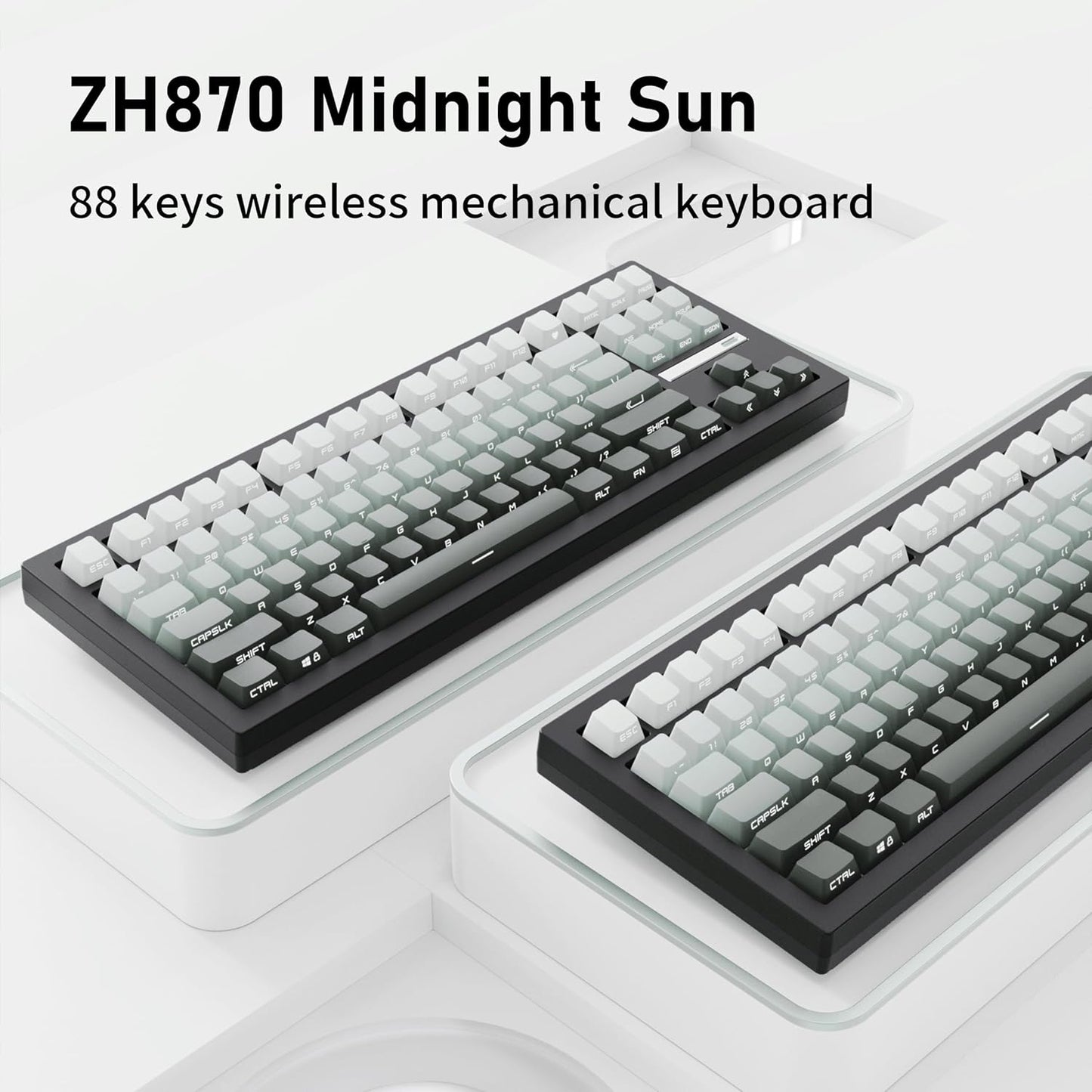 ZORNHER ZH870 Wireless Mechanical Gaming Keyboard,80% Pink & Purple Custom Creamy Sound Keyboard with Shine Through PBT Keycaps,Pre-lubed Linear Switches,Hot-Swappable,RGB Backlit,2.4GHz/USB-C/BT5.0
