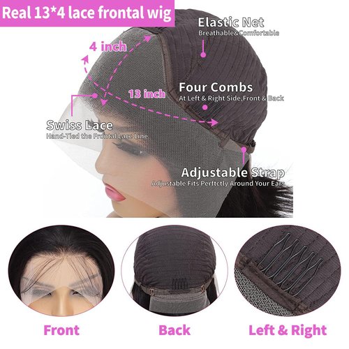 SANLOTIE Body Wave Lace Front Wigs Human Hair 24 Inch 13x4 HD Transparent Lace Frontal Wig Pre Plucked with Baby Hair 180% Density Brazilian Wigs for Black Women Natural Color (24 Inch)