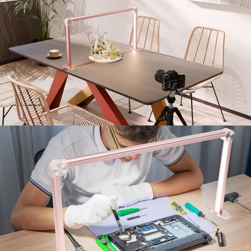 gelpal Nail Tech Lamp for Desk，30" 48W Professionals Led Light, Desk Lamp for Lash Eyelash Extension,Color Temperature 2700K-6000K, Full fold Makeup lamp,Salon&Home(Pink)