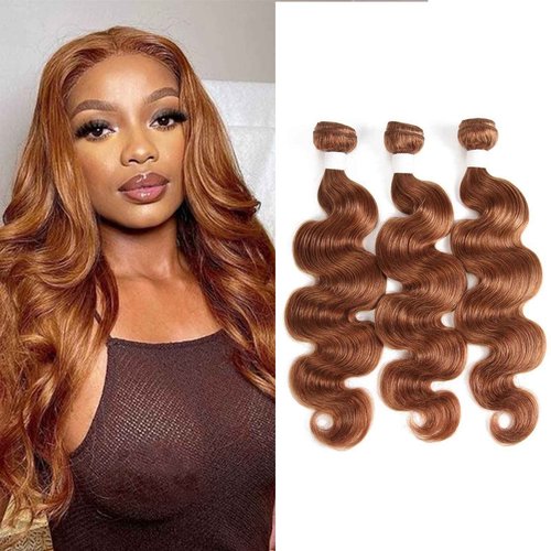 X-TRESS Color 30# Hair Bundles 3 Body Wave Bundles (12" 14" 16")100% Human Hair Dark Brown Bundles Virgin Hair Brown Bundles For Black Women Weave Bundles Human Hair Double Weft Extension(30#)