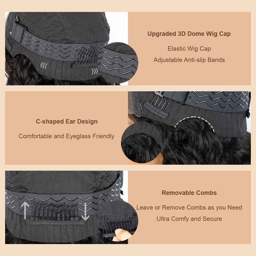 BLY Highlight Wear and Go Glueless Wig Water Wave Human Hair Wigs for Women 16 Inch 5x7 HD Lace Pre Cut Pre Plucked 2/30 Ombre Brown Colored Deep Wave Lace Front Wig 180% Density