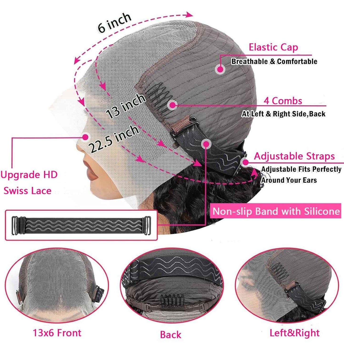 22 Inch Deep Wave Lace Front Wigs Human Hair Pre Plucked 13x6 HD Lace Front Curly Wigs Human Hair 200% Density Glueless Frontal Wigs Human Hair with Baby Hair Curly Wigs for Women Natural Black