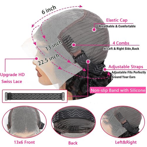 20 Inch Deep Wave Lace Front Wigs Human Hair Pre Plucked 13x6 HD Lace Front Curly Wigs Human Hair 200% Density Glueless Frontal Wigs Human Hair with Baby Hair Curly Wigs for Women Natural Black