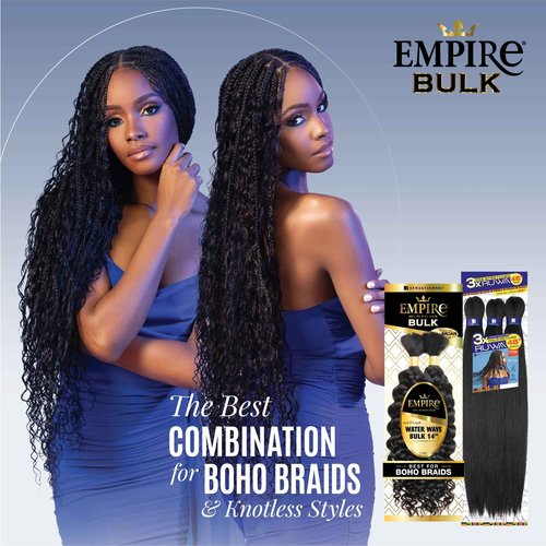 Sensationnel Empire Bulk Braiding – Water Wave Human Hair Braids for Knotless Boho Box or Curly Loosewave Styles 1 pack (14 inch, 4 MEDBROWN)