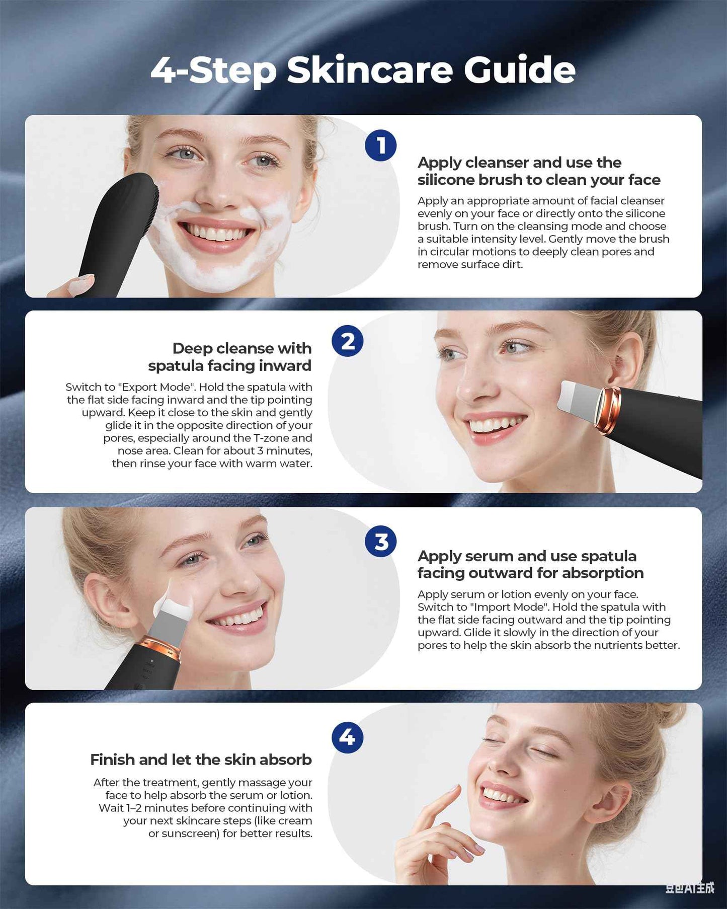 2 in 1 Facial Cleansing Brush & Massager, Facial Skin Scrubber Waterproof and Rechargeable Face Scrub for Deep Cleansing Vibrating Exfoliator Scrubber Skin Care with 7 Modes,Gentle Exfoliating - Black