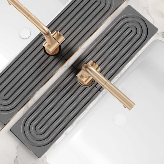 Large Faucet Mat for Kitchen Sink - Stone Drying Mat for Kitchen Counter, Diatomite Fast Drying Stone Sink Tray, Super Absorbent, Stylish Decor and Protector for Bathroom (Dark Grey, 23.6" x 5.5")