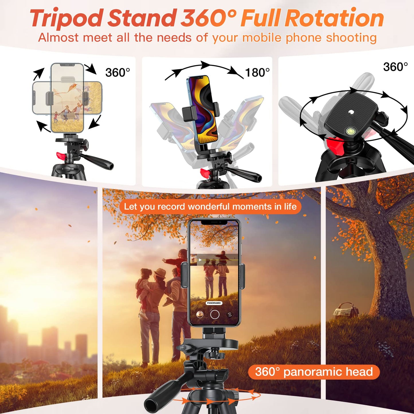 65" Phone Tripod Stand, Tripod for iPhone & Camera with Wireless Remote & Cellphone Holder for Video Recording/Selfies/Live Stream/Vlogging (Included Carry Bag)
