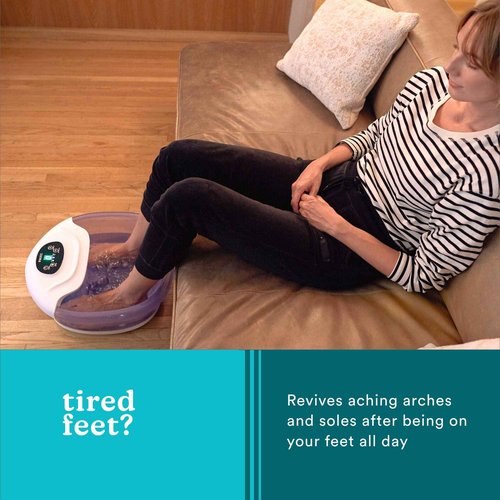 HoMedics Salt-N-Soak Footbath with Heat Boost and Soaking Salt Starter Kit, 4 Soothing Massage Rollers, Toe-Touch Controls, Splash Guard, Bubble, Vibration Massage, Bath Salt Dispenser, LED Display