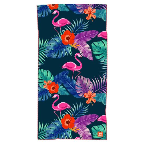 Sprints Athletic Running Towel, Full-Sized, Car Seat Cover - Moisture Wicking (Flamingos)