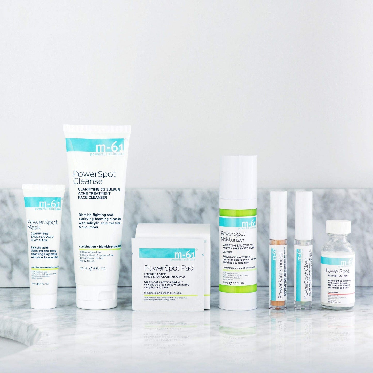 m-61 Powerspot Pads | Quick Spot Clarifying Pad With Salicylic Acid, Tea Tree, Witch Hazel, Aloe. For Blemish-Prone Skin - 30 Treatments