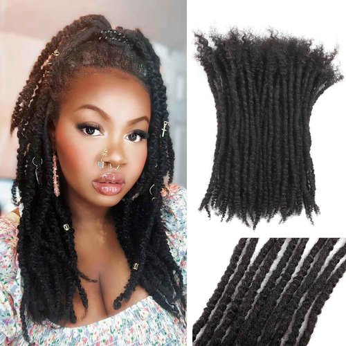 Orientdreads Textured Loc Extensions Human Hair, 100% Real Human Hair Dreadlock Extensions Handmade Permanent loc Extensions (#Natural Black - 0.8cm, 12 Inch 40 Strands)