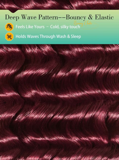 Human Braiding Hair for Boho Braids Deep Wave Bulk Human Hair for Braiding 3 Bundles/Pack Knotless 100% Unprocessed Brazilian Virgin Hair Extensions Bulk Bohemian 18 Inch Dark Burgundy 99j